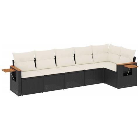 Set Divano da Giardino 6 pz con Cuscini Nero in Polyrattan - Foto 1