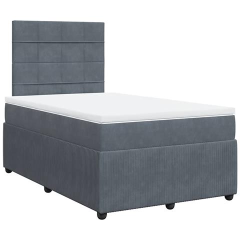 Giroletto a Molle con Materasso Grigio Scuro 120x190 cm Velluto - Foto 1