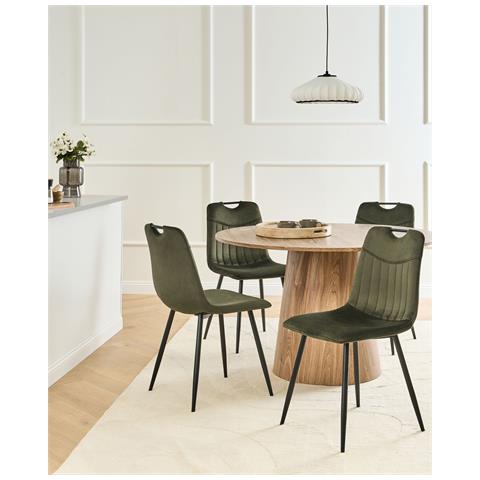 Set Di 4 Sedie Da Pranzo Argyle Velluto Verde Scuro - Foto 1