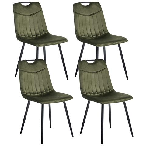 Set Di 4 Sedie Da Pranzo Argyle Velluto Verde Scuro - Foto 2
