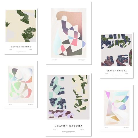 Set Di 6 Stampe Illustrazioni Di Design Di Arte Figurativa Astratta In Tonalità Pastello Per Decorare Le Pareti Delle Stanze Della Tua Casa A3 & A4 Senza Cornice - Foto 1