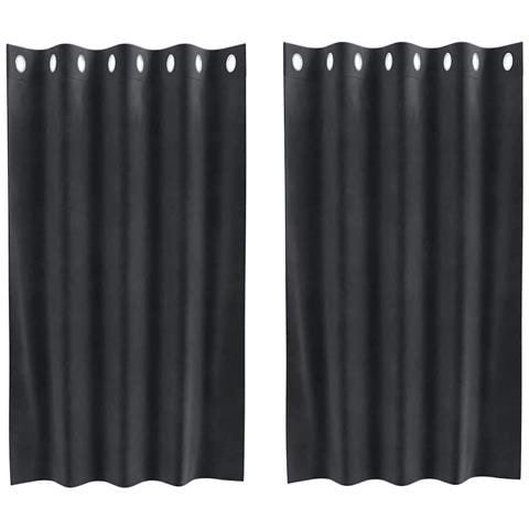 Tende con tende 2 pcs Grigio scuro 140 x 140 cm Velluto - Foto 1