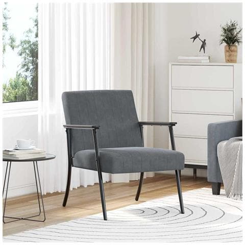 poltrona Grigio scuro 59 x 75 x 78 cm Velluto - Foto 2
