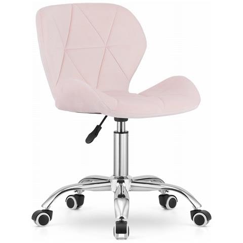 Sedia girevole da ufficio AVOLA velluto - rosa - Foto 5