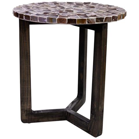 Tavolino In Legno E Capiz Marrone D40x45h Cm - Foto 1