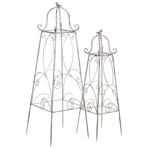 Set Di Decorazioni In Metallo Da 2 Pezzi, 34x34x100h - 25x25x80h Cm - Foto 1