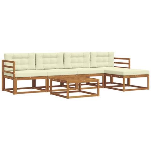 Set di divani da esterno con cuscino 6 pcs Naturale e Crema - Foto 1