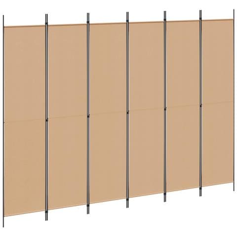 Divisore per Stanza a 6 Pannelli Beige 300 x 220 cm Tessuto - Foto 1
