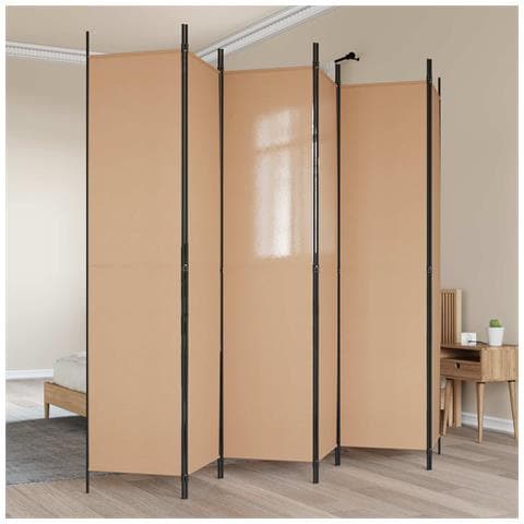 Divisore per Stanza a 6 Pannelli Beige 300 x 220 cm Tessuto - Foto 2
