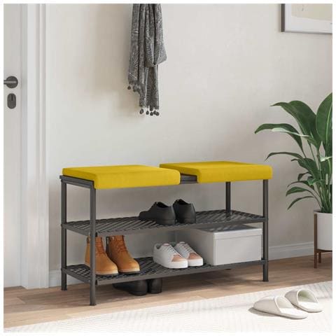 Cuscino per panchina 2 pz Velluto Giallo Profondità 35 cm - Foto 2
