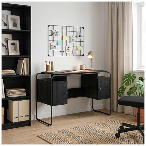 Scrivania con Spazio di Archiviazione Rovere Nero - Foto 2