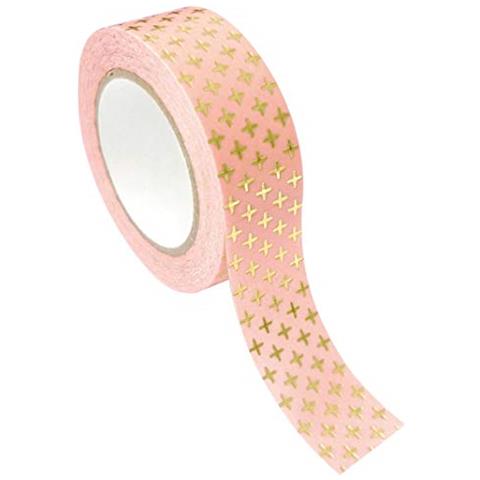 Nastro Adesivo Rosa 1,5 Cm X 10 M - Croce Dorata - Foto 2