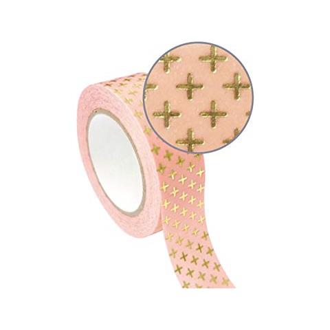 Nastro Adesivo Rosa 1,5 Cm X 10 M - Croce Dorata - Foto 1
