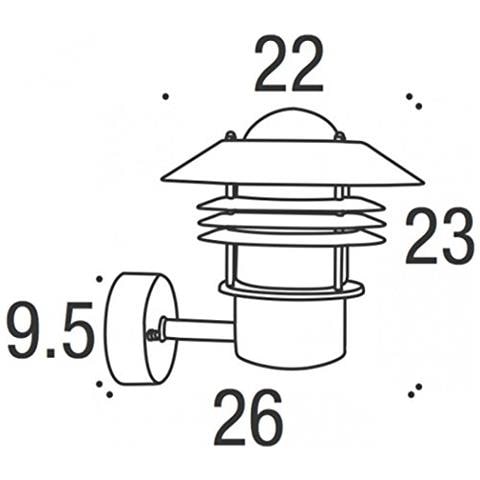 25031003 Blokhus - Lampada Da Parete Per Esterni, 60 W E27 Ip 54, In Acciaio Zincato, H 23 X 25 X 22 Cm, Colore: Nero - Foto 3