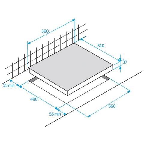 Piano Cottura In Vetroceramica Da 58 Cm A 4 Fuochi 5800w Nero - Hic64100 - Foto 4
