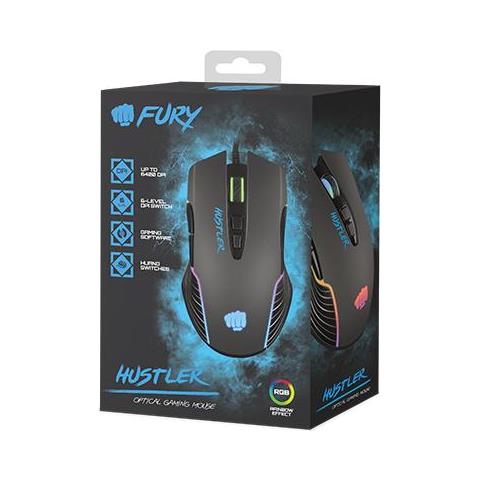 Mouse Da Gioco Hustler Cablato, 500-6400 Dpi, Nero - Foto 1