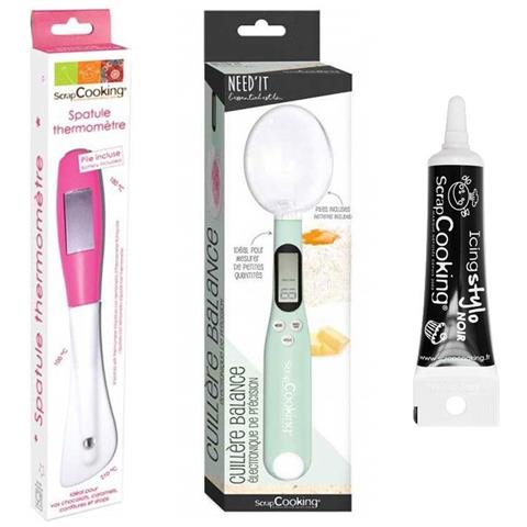 Spatola Termometro E Cucchiaio Bilancia Da Cucina + Penna Per Glassa Nera - Foto 1