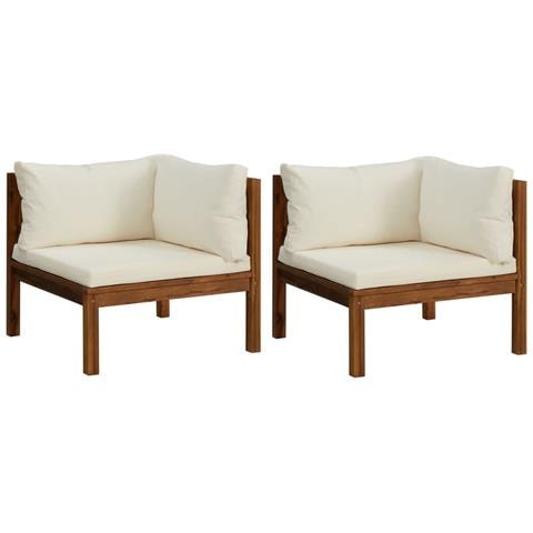 Divani Angolari 2 Pz Con Cuscini Bianco Crema Massello Acacia - Foto 1