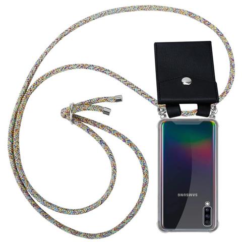 Catena Di Telefoni Cellulari Compatibile Con Samsung Galaxy A70 In Rainbow - Coperchio Protettivo In Silicone Con Anelli D'argento, Cinturino In Corda E Custodia Staccabile - Foto 1
