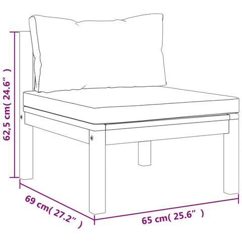 Set Divani Da Giardino 3 Pz Con Cuscini Crema In Legno Acacia - Foto 7