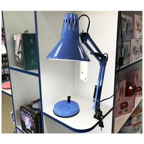 Lampada Da Tavolo Scrivania Braccio Snodabile Morsetto Lumetto Lume Blu - Foto 4