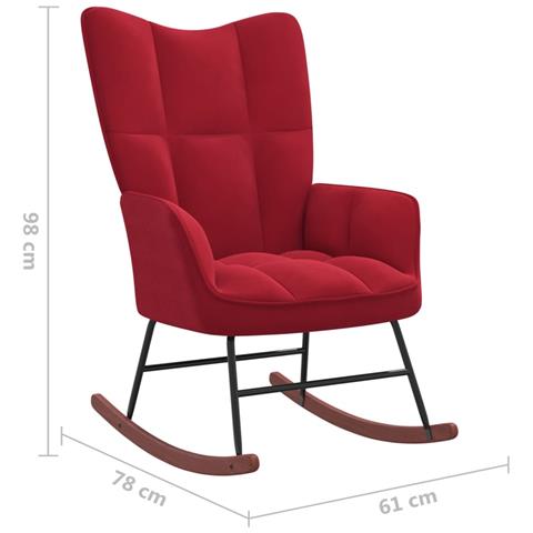 Sedia a Dondolo Rosso Vino in Velluto - Foto 2