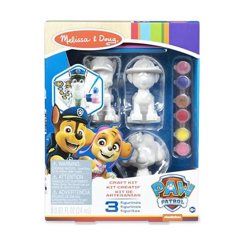 Paw Patrol Craft Kit - 3 Decora Le Tue Figurine Di Cuccioli - Kit Di Pittura, Figure Giocattolo, Attività Artistiche E Manuali Per Bambini Dai 6 Anni In Su - Foto 1