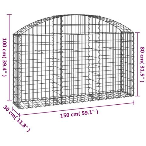 Cesto Gabbione Ad Arco 150x30x80/100 Cm Ferro Zincato - Foto 4