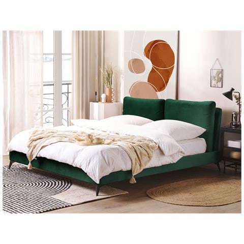 Letto Velluto Melle 180 X 200 Cm Verde Smeraldo - Foto 1