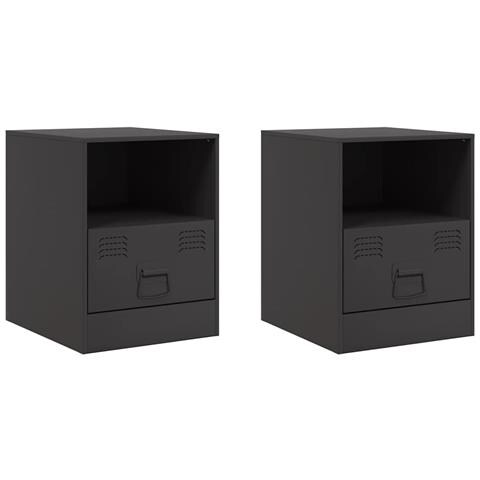 Comodini 2 pz Neri 34,5x39x44 cm in Acciaio - Foto 1