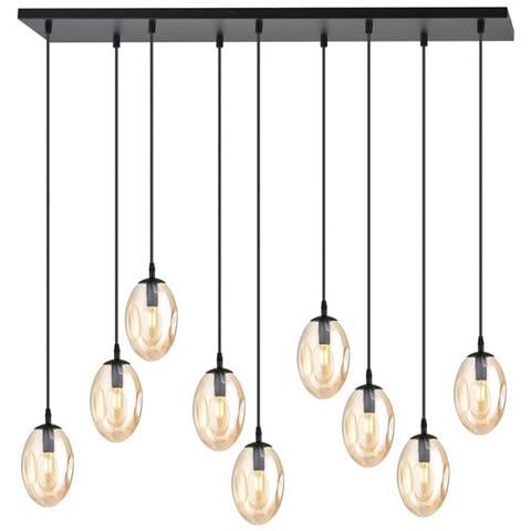 Lampada A Sospensione Astral - Nero, Ambra - Acciaio Verniciato A Polvere, Vetro - 100x100x22 Cm - Foto 1