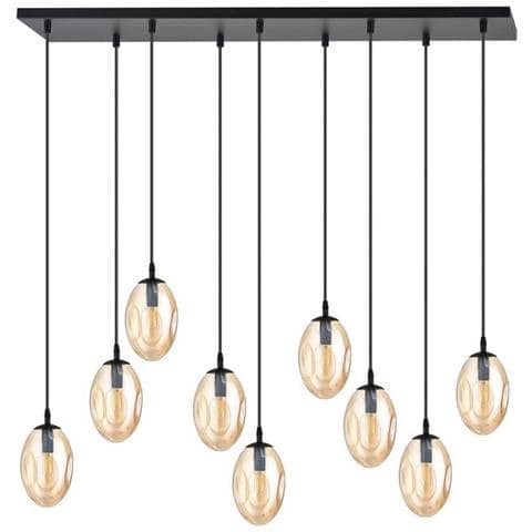 Lampada A Sospensione Astral - Nero, Ambra - Acciaio Verniciato A Polvere, Vetro - 100x100x22 Cm - Foto 2