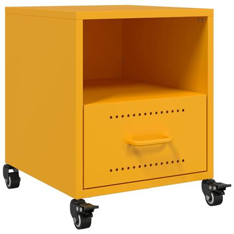 Comodini 2 pz Giallo Senape 36x39x43,5 cm in Acciaio - Foto 2