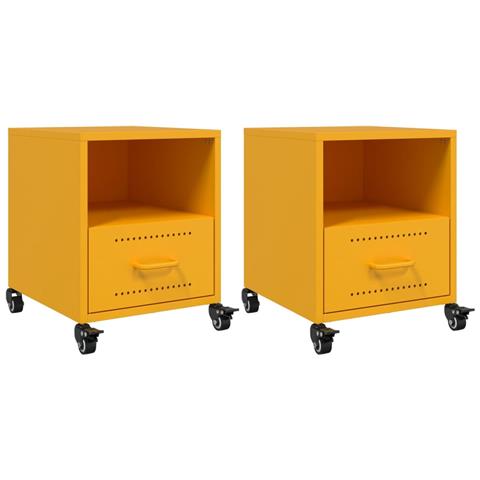 Comodini 2 pz Giallo Senape 36x39x43,5 cm in Acciaio - Foto 1