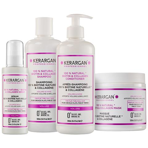 Set Volumizzante: Shampoo, Balsamo, Maschera & Siero Alla Biotina & Collagene Per Capelli Piatti, Fini E Opachi - Volume E Lucentezza - Senza Solfati & Ogm - 3x500ml & 1x100ml - Foto 1