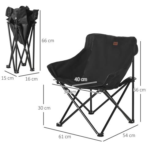 Sedia Da Campeggio Pieghevole In Tessuto Oxford Con Tasca Laterale E Borsa Da Viaggio, 61x54x66 Cm - Foto 2