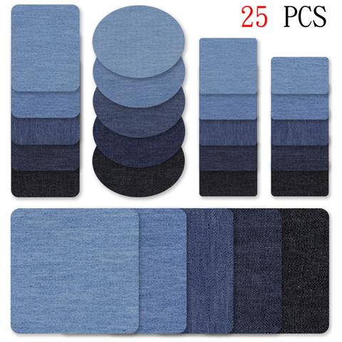 Set Di Toppe Ricamate In Denim Termoadesive (25 Pezzi) - Quadrate E Rettangolari - Foto 1