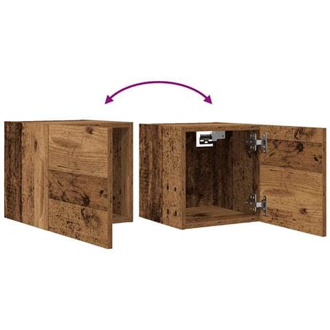 Armadietti Tv Montati A Parete Legno Antico 30,5x30x30 Cm - Foto 2