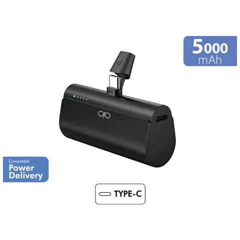Powerbank 5000 Mah Pd 20w Con Connettore Usb-c Integrato E Indicatori Led, Nero - Foto 2