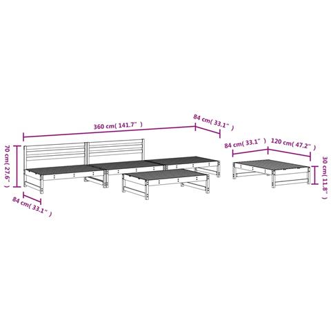 Set Salotto da Giardino 5 pz Bianco in Legno Massello di Pino - Foto 2