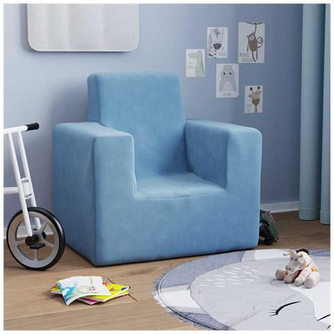 Divano per Bambini Blu in Morbido Peluche - Foto 7