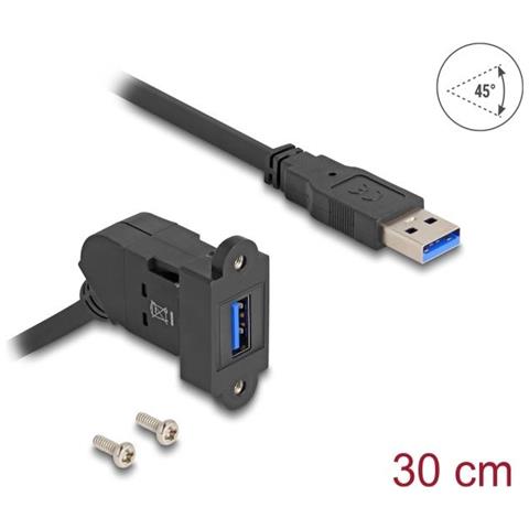 Delock Usb 5 Gbps Typ-a Einbaubuchse 45° Gewinkelt Zu Stecker Mit 30 Cm Kabel (67153) - Foto 1