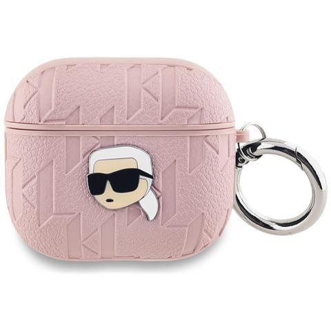 Custodia Per Airpods 3 Monogramma Con Design A Testa Di Karl In Rilievo, Rosa - Foto 1