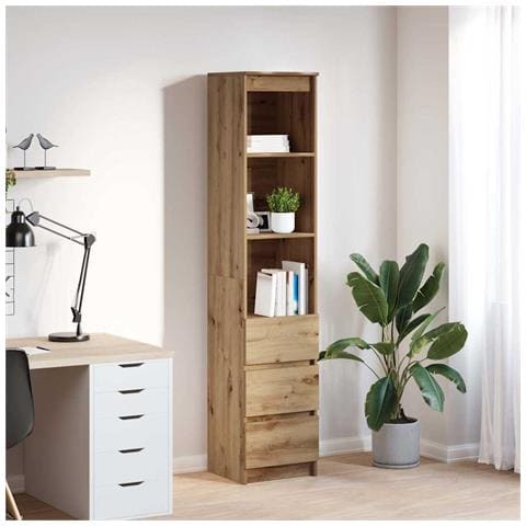 Credenza Alta Rovere Artigianale 37,5x35x180 cm in Truciolato - Foto 1