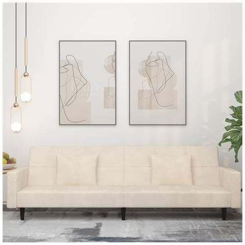 Divano Letto A 2 Posti Con 2 Cuscini Crema In Velluto - Foto 1