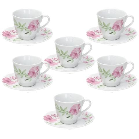 Tognana Linea Cappettata Wild Rose Tazze Da Caffe' Con Piattino Set Da 6 - Foto 1