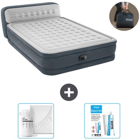 Set Materassino Gonfiabile - 236x152x86 Cm - Grigio - Include Accessori Coordinati - Foto 1