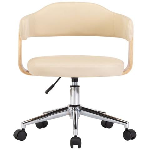 Lusso Casadino -  Sedia Da Ufficio Girevole Crema In Legno Piegato E Similpelle - Foto 2