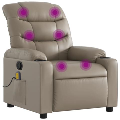 Poltrona Massaggiante Reclinabile Cappuccino In Similpelle - Foto 1