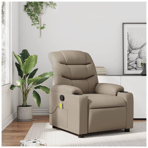 Poltrona Massaggiante Reclinabile Cappuccino In Similpelle - Foto 8